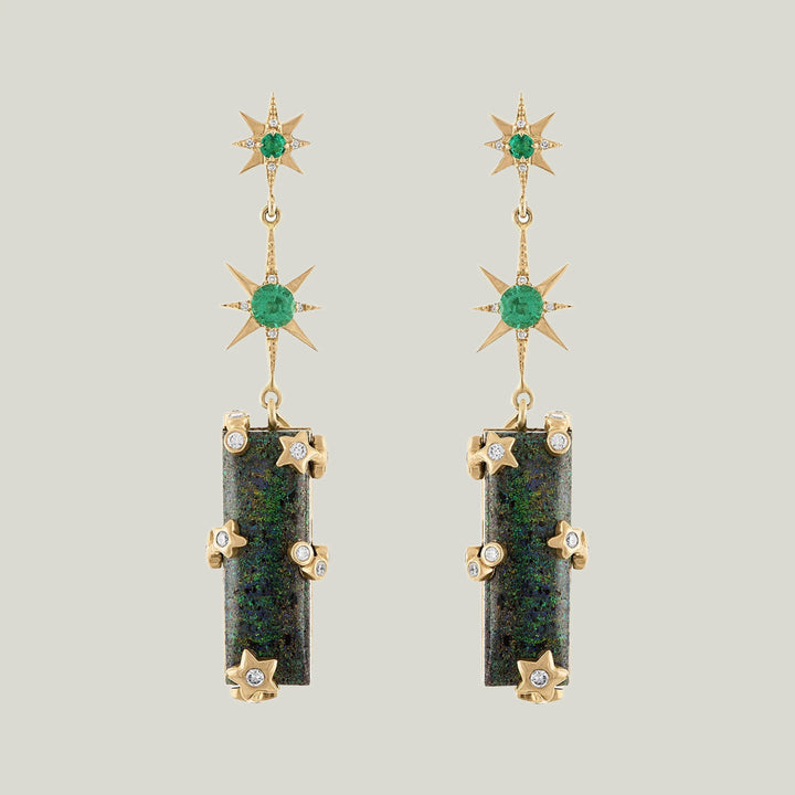 Celestial Transformer Emerald Opal Earrings