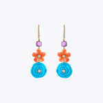 Turquoise, Coral, Amethyst Diamond Flower Drop Earring
