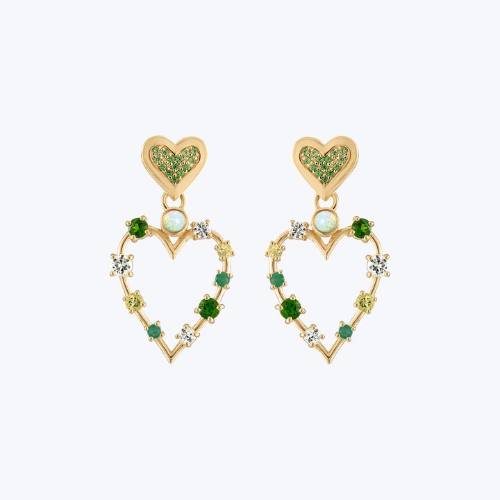 Small Love Transformer Earrings - Green