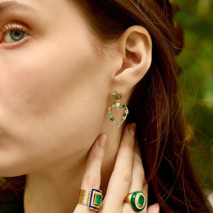 Small Love Transformer Earrings - Green