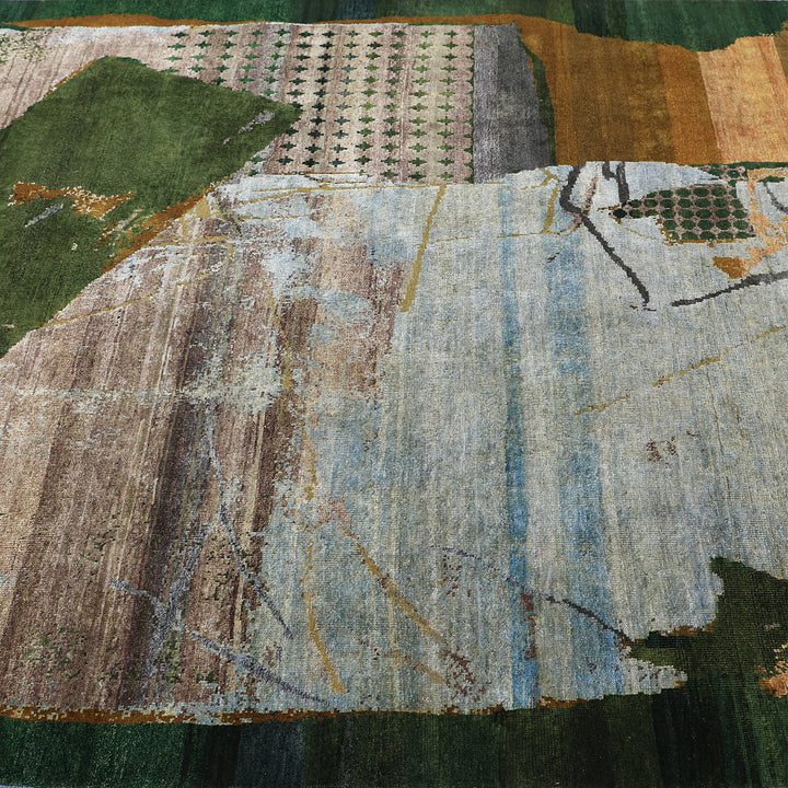 Green Alchemy Transitional Wool Silk Blend Rug - 6'1" x 8'11"