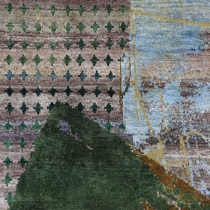 Green Alchemy Transitional Wool Silk Blend Rug - 6'1" x 8'11"