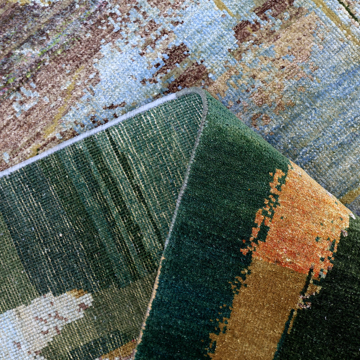 Green Alchemy Transitional Wool Silk Blend Rug - 6'1" x 8'11"