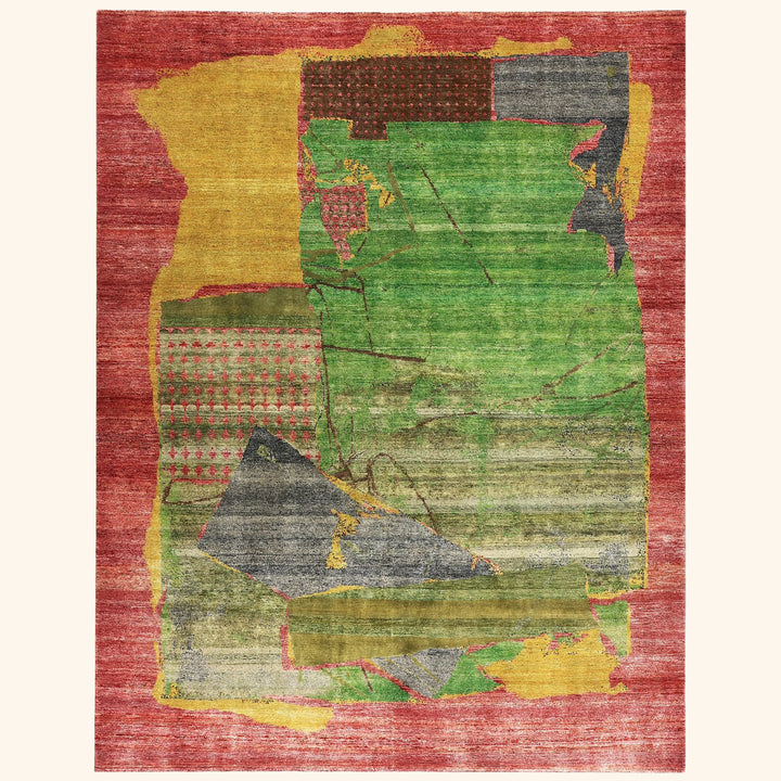 Red Alchemy Contemporary Wool Silk Blend Rug - 7'9" x 10'