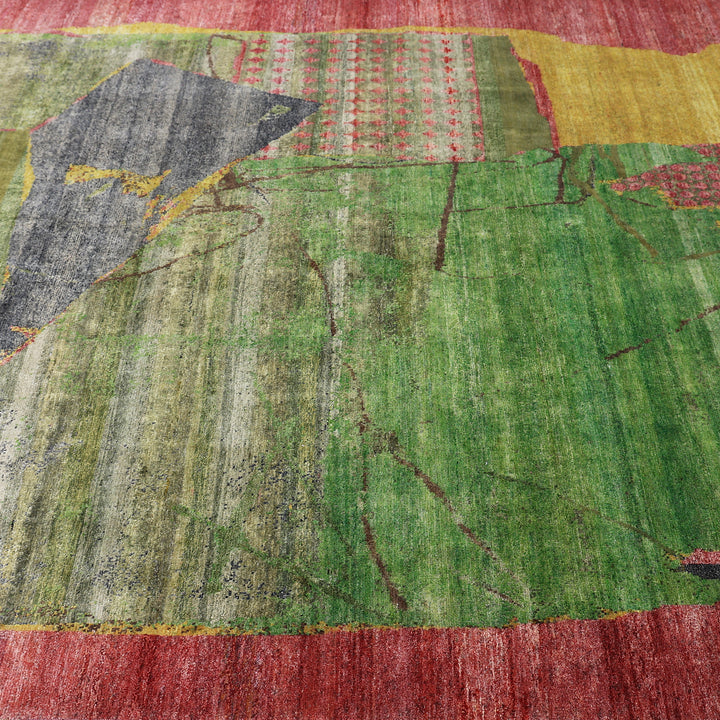 Red Alchemy Contemporary Wool Silk Blend Rug - 7'9" x 10'