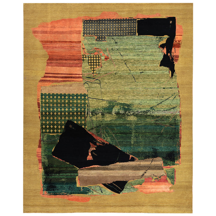 Gold Alchemy Contemporary Wool Silk Blend Rug - 8' x 10'1"