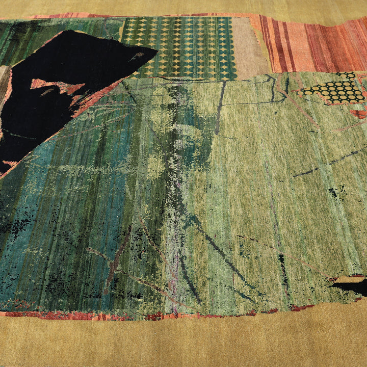 Gold Alchemy Contemporary Wool Silk Blend Rug - 8' x 10'1"