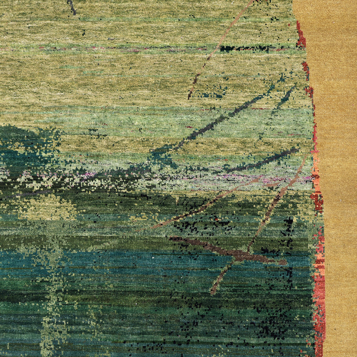 Gold Alchemy Contemporary Wool Silk Blend Rug - 8' x 10'1"