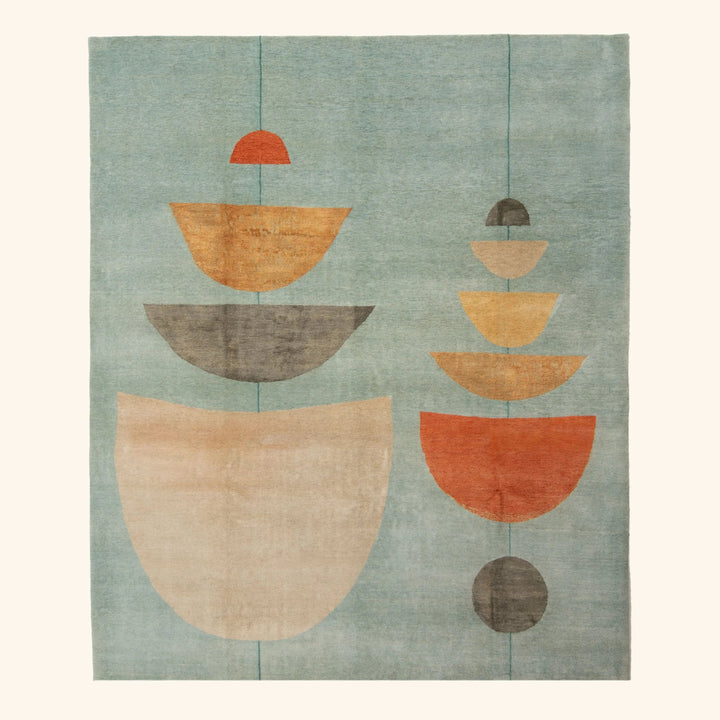 Blue Contemporary Wool Rug - 8'3" x 10'4"
