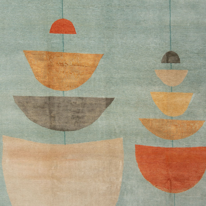 Blue Contemporary Wool Rug - 8'3" x 10'4"