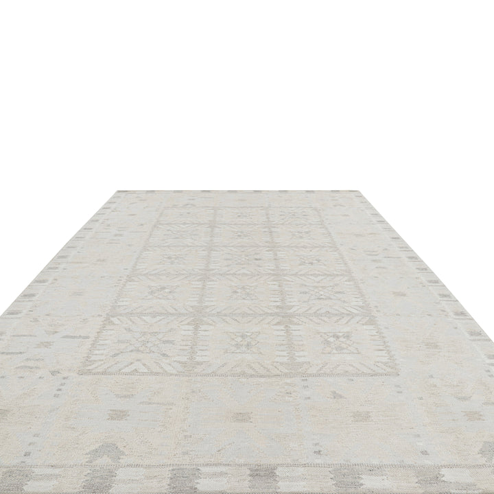 Grey Swedish Inspired Flatweave Wool Rug - 10'2" x 14'4"