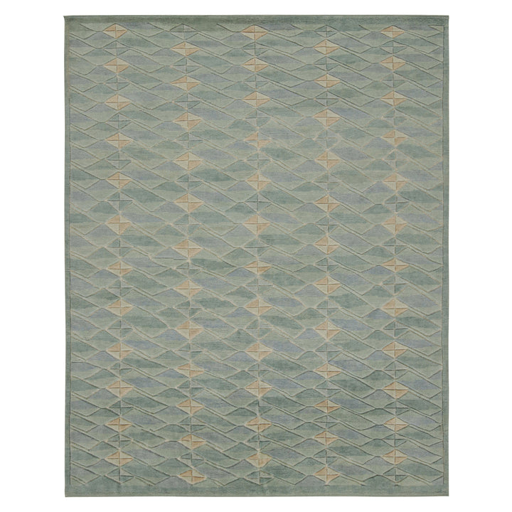 Green Swedish Inspired Wool Rug - 8'4" x 10'4"