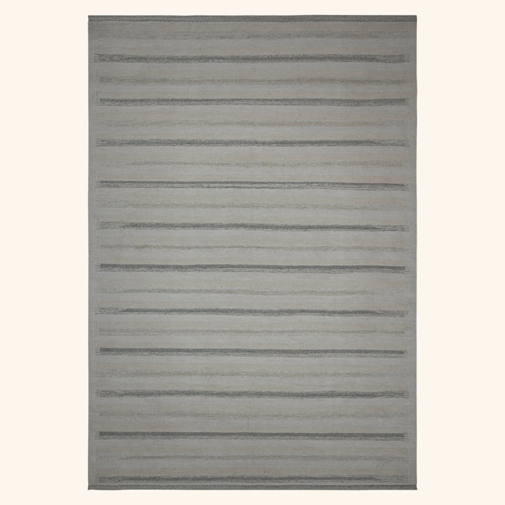 Light Grey Swedish Inspired Flatweave Wool Rug - 9'10" x 14'