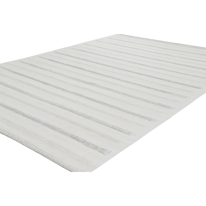 Light Grey Swedish Inspired Flatweave Wool Rug - 9'10" x 14'