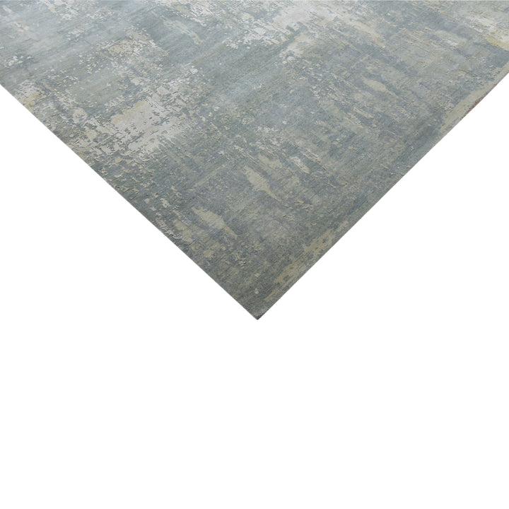 Silver Contemporary Silk Wool Blend Rug - 9'11" x 13'11"