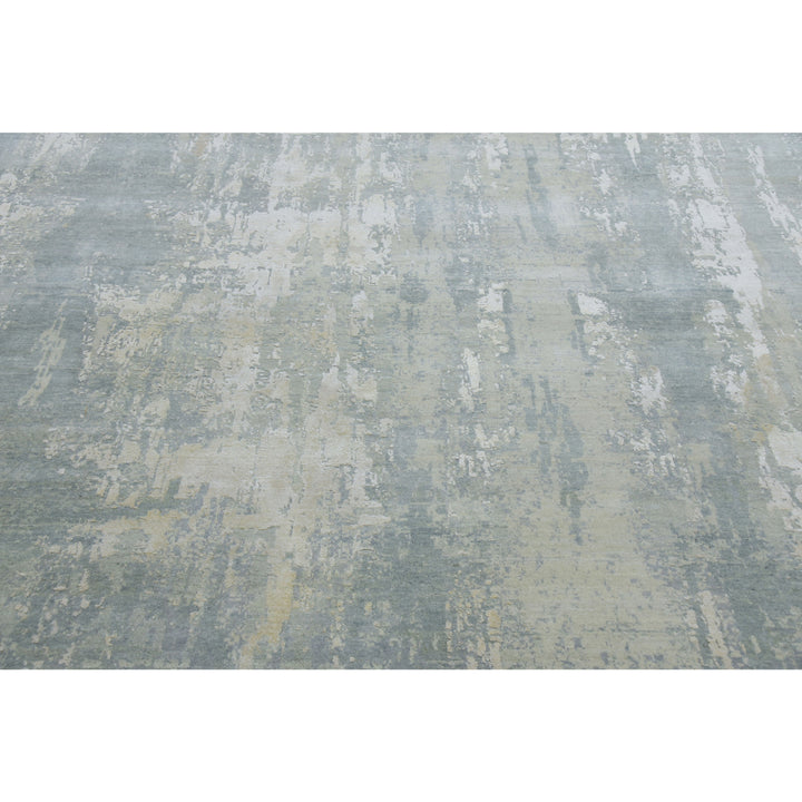 Silver Contemporary Silk Wool Blend Rug - 9'11" x 13'11"
