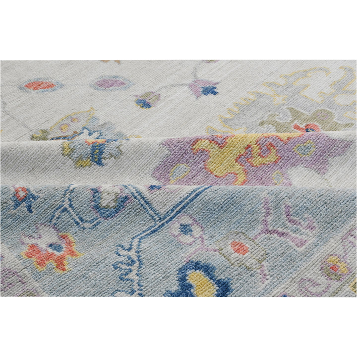 Light Blue Traditional Oushak Wool Rug - 12'9" x 14'9"
