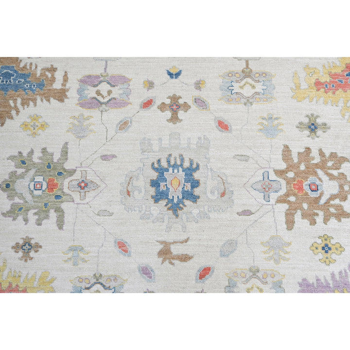 Light Blue Traditional Oushak Wool Rug - 12'9" x 14'9"