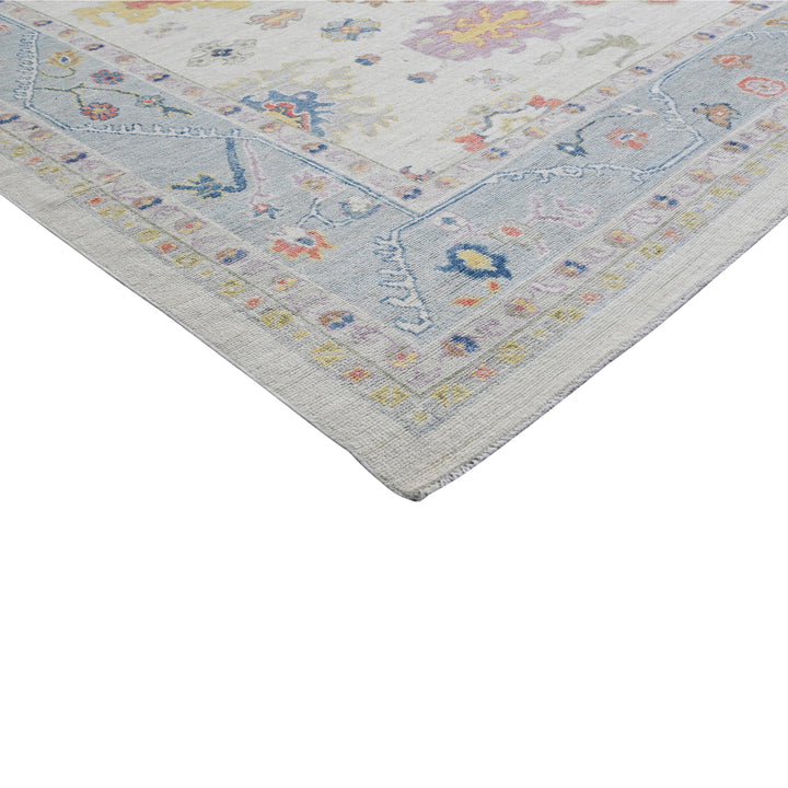 Light Blue Traditional Oushak Wool Rug - 12'9" x 14'9"