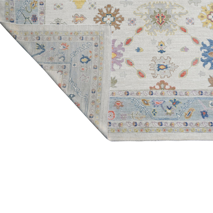 Light Blue Traditional Oushak Wool Rug - 12'9" x 14'9"