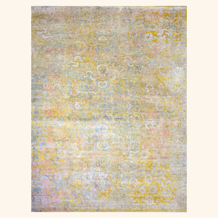 Multicolored Transitional Silk Wool Blend Rug - 10' x 14'1"