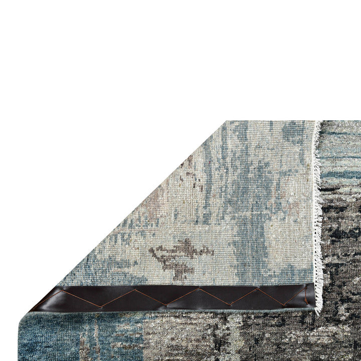 Blue Contemporary Wool Silk Blend Rug - 9'11" x 14'2"