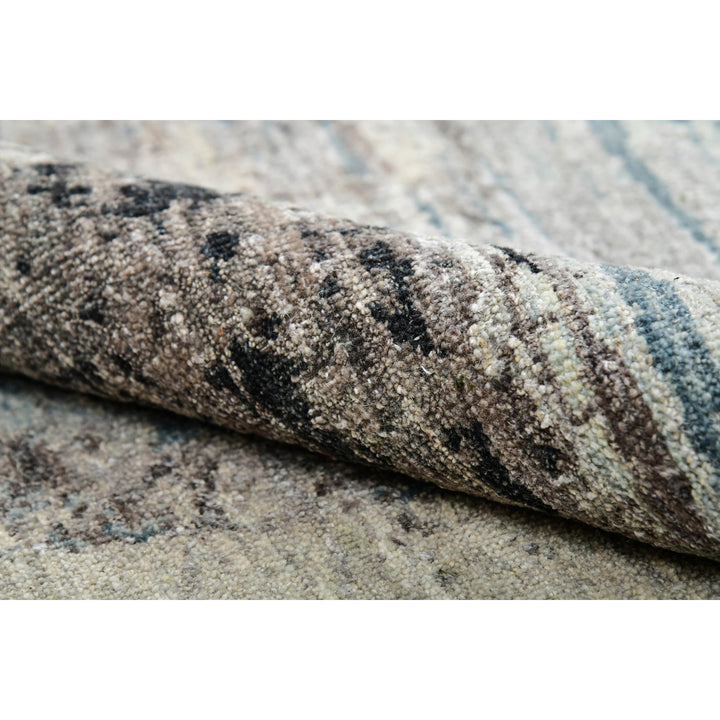 Blue Contemporary Wool Silk Blend Rug - 9'11" x 14'2"