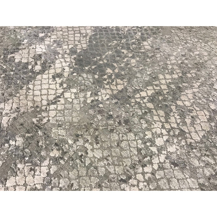 Grey Contemporary Silk Wool Blend Rug - 9'10" x 13'11"
