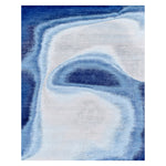 Blue Contemporary Silk Wool Blend Rug - 12' x 15'1"