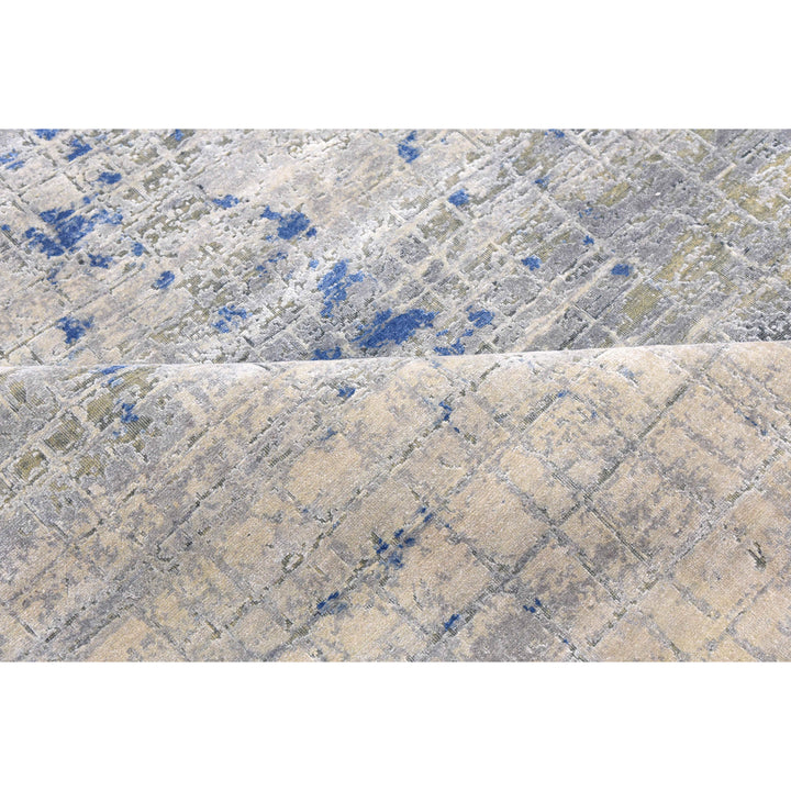 Blue Contemporary Silk Wool Blend Rug - 8'10" x 12'2"