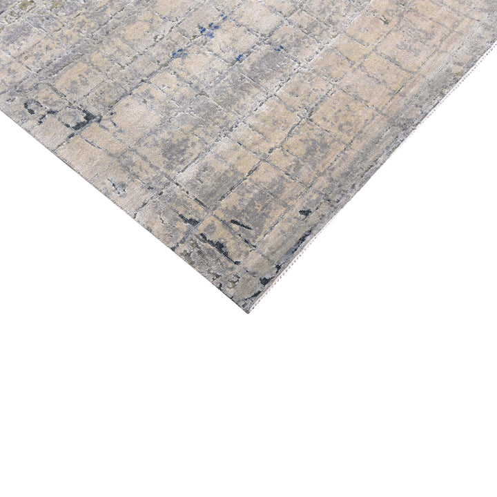 Blue Contemporary Silk Wool Blend Rug - 8'10" x 12'2"