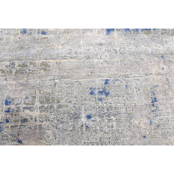 Blue Contemporary Silk Wool Blend Rug - 8'10" x 12'2"