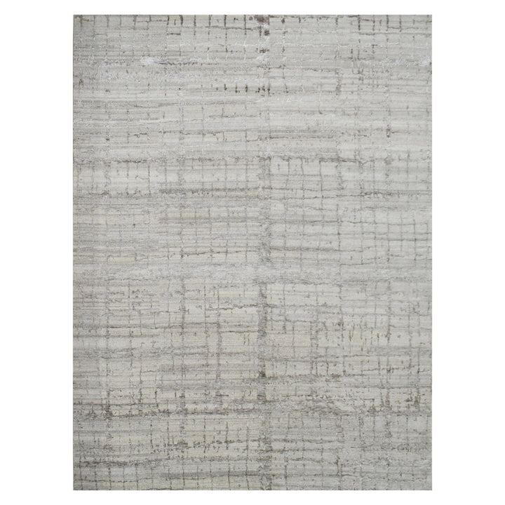Silver Contemporary Wool Art Silk Blend Rug - 12'2" x 14'10"