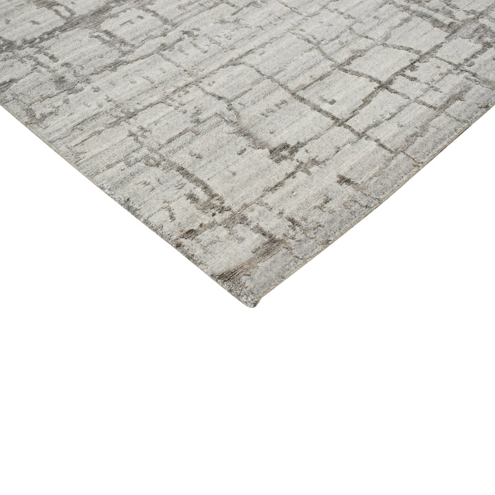 Silver Contemporary Wool Art Silk Blend Rug - 12'2" x 14'10"