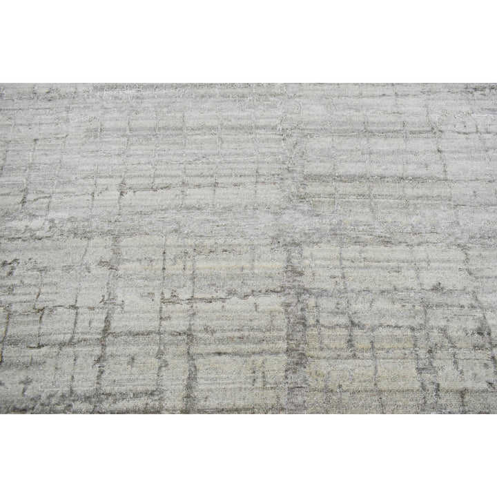 Silver Contemporary Wool Art Silk Blend Rug - 12'2" x 14'10"