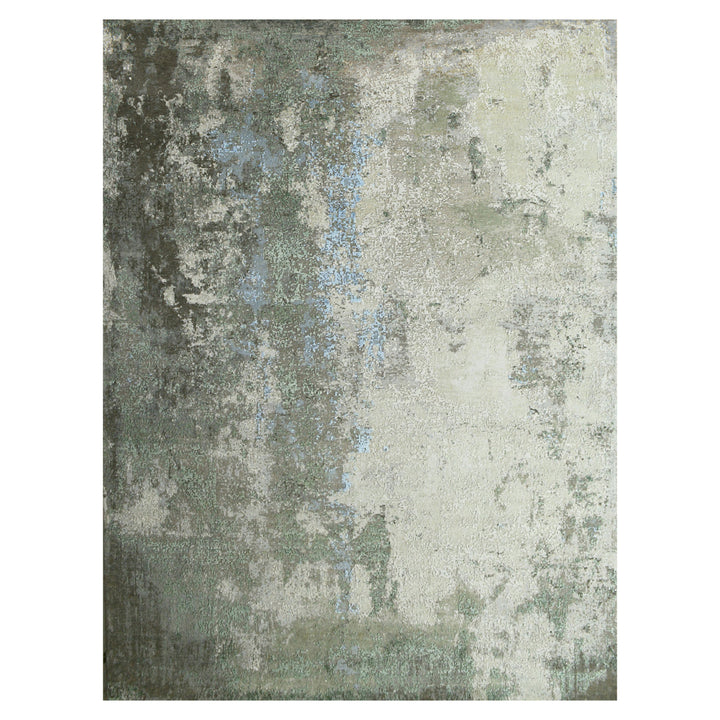 Green Contemporary Wool Silk Blend Rug - 9' x 12'