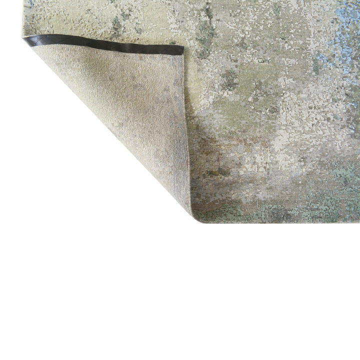 Green Contemporary Wool Silk Blend Rug - 9' x 12'