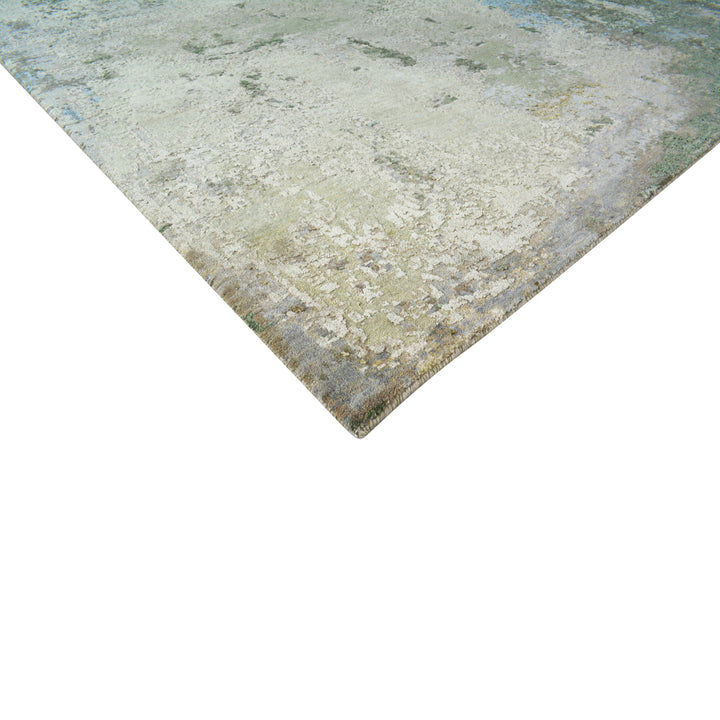 Green Contemporary Wool Silk Blend Rug - 9' x 12'