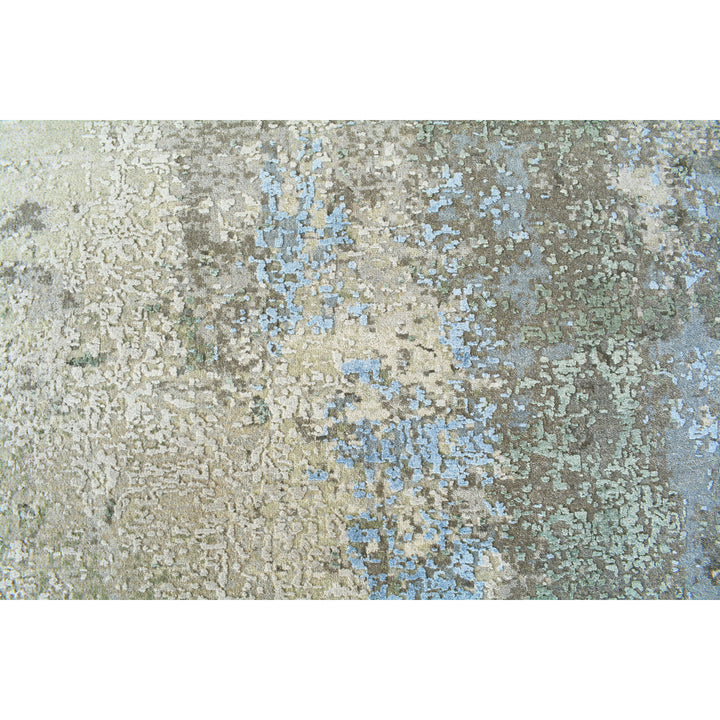 Green Contemporary Wool Silk Blend Rug - 9' x 12'