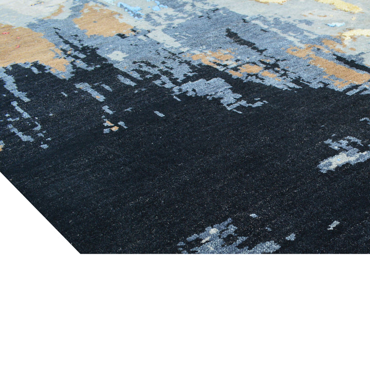 Black Contemporary Wool Silk Blend Rug - 9'11" x 13'10"