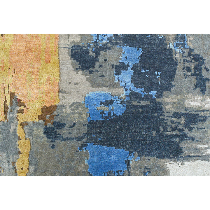 Black Contemporary Wool Silk Blend Rug - 9'11" x 13'10"