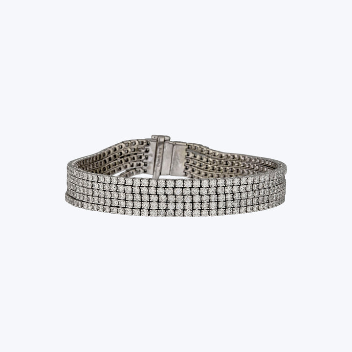 Contemporary five-row 18KWG 10.82 ct. Diamond Bracelet