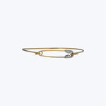 Contemporary 18KYG and Platinum Diamond Saftety Pin Bangle