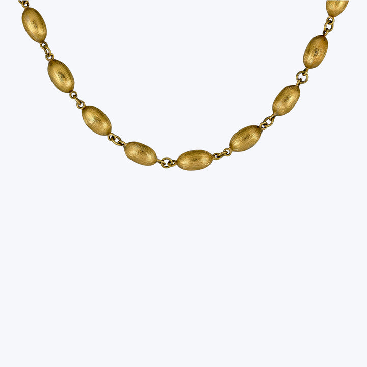 Vintage Portuguese 18KYG Textured Bead Chain
