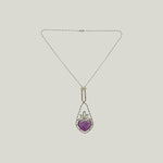 Antique 18KWG, Diamond, Amethyst Heart Pendant