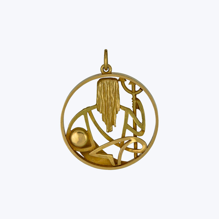 Gubelin Vintage 18KYG Neptune/Aquarius Pendant