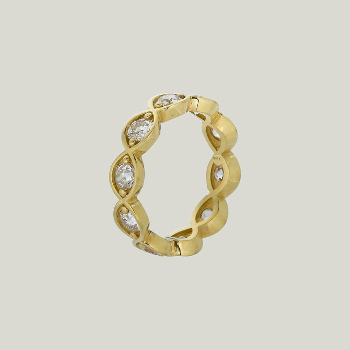 Jewels by Grace 18KYG 1.88 ct. Old Euro Cut Diamond Navette Eternity Band