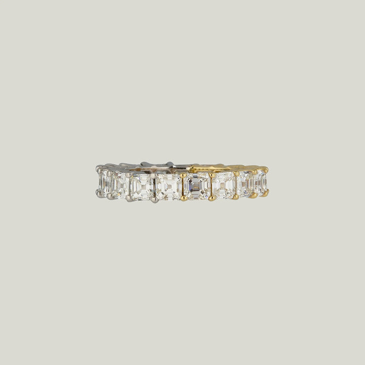 Jewels by Grace 18KYG + Plat 3.88 ct. Asscher Cut Diamond Yin-Yang Eternity Band