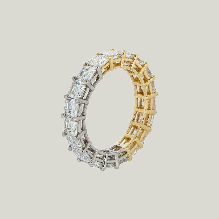 Jewels by Grace 18KYG + Plat 3.88 ct. Asscher Cut Diamond Yin-Yang Eternity Band