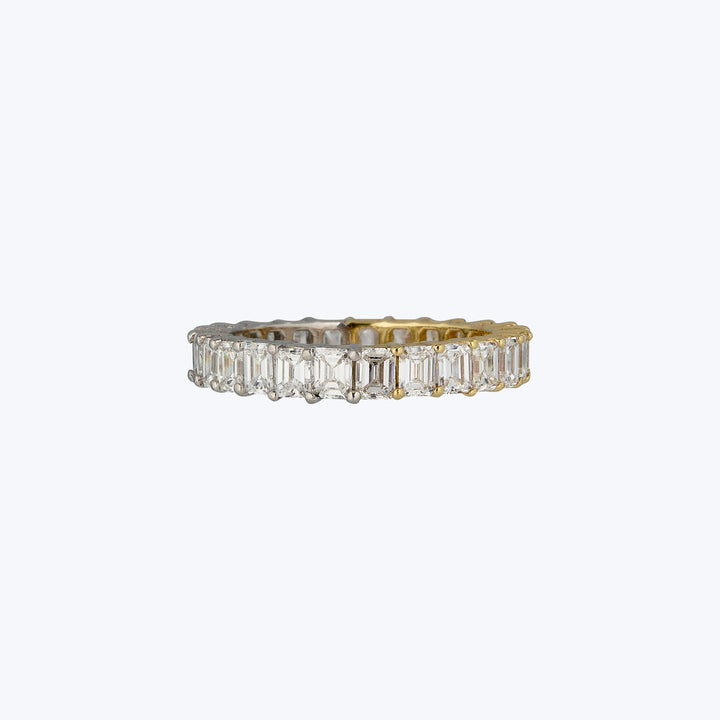 Jewels by Grace 18KYG + Plat 2.65 ct. Emerald Cut Diamond Yin-Yang Eternity Band